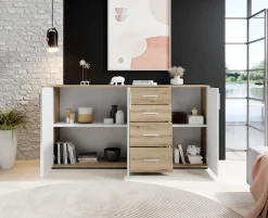 HBZ Kommode »BC-Drift-2, Sideboard Stellmaß BxHxT 160x84x35 cm« 1 Stk. tlg. Sideboard mit 3 Türen und 4 Schubkästen, 2 Einlegeböden