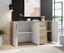 HBZ Kommode »BC-Drift-2, Sideboard Stellmaß BxHxT 160x84x35 cm« 1 Stk. tlg. Sideboard mit 3 Türen und 4 Schubkästen, 2 Einlegeböden
