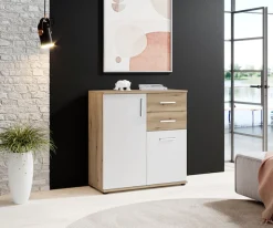HBZ Kommode »BC-Drift-2, Universalschrank Stellmaß BxHxT 80x84x35 cm« 1 Stk. tlg. Kommode mit 2 Türen, 2 Schubkästen, 1 Einlegeboden