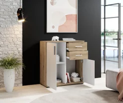 HBZ Kommode »BC-Drift-2, Universalschrank Stellmaß BxHxT 80x84x35 cm« 1 Stk. tlg. Kommode mit 2 Türen, 2 Schubkästen, 1 Einlegeboden