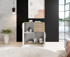 HBZ Kommode »BC-Drift-2, Universalschrank Stellmaß BxHxT 80x84x35 cm« 1 Stk. tlg. Kommode mit 2 Türen, 2 Schubkästen, 1 Einlegeboden