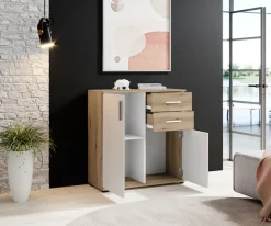 HBZ Kommode »BC-Drift-2, Universalschrank Stellmaß BxHxT 80x84x35 cm« 1 Stk. tlg. Kommode mit 2 Türen, 2 Schubkästen, 1 Einlegeboden