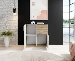 HBZ Kommode »BC-Drift-2, Universalschrank Stellmaß BxHxT 80x84x35 cm« 1 Stk. tlg. Kommode mit 2 Türen, 2 Schubkästen, 1 Einlegeboden