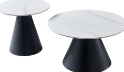 HELA Couchtisch »DUSTIN« Set, 2 Stk. tlg. 2er Set Couchtisch; rund; Sintered Stone; Gestell kegelförmig