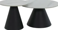 HELA Couchtisch »DUSTIN« Set, 2 Stk. tlg. 2er Set Couchtisch; rund; Sintered Stone; Gestell kegelförmig