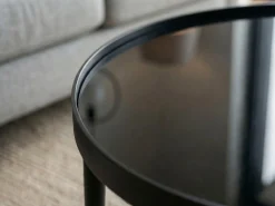 HELA Couchtisch »RON« Couchtisch rund; Glasplatte Schwarz; Vierfußgestell