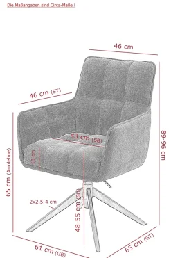 HELA Drehstuhl »POMBA« () 1 Stk.360° drehbar, höhenverstellbar, Federkorb, Armlehnen, 140kg belastbar