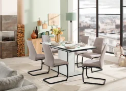 HELA Essgruppe »Ariana, Esstisch mit 6 Stühlen, ausziehbarer Küchentisch« Set, 1 Tisch ausziehbar / 6 Stühle, 7 Stk. tlg. Tisch 120-160cm, 6 Stühle mit hoher Belastbarkeit