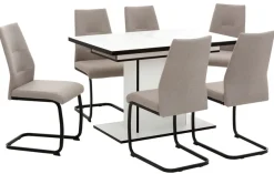 HELA Essgruppe »Ariana, Esstisch mit 6 Stühlen, ausziehbarer Küchentisch« Set, 1 Tisch ausziehbar / 6 Stühle, 7 Stk. tlg. Tisch 120-160cm, 6 Stühle mit hoher Belastbarkeit