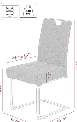 HELA Essgruppe »BEKE« Set, 5 Stk. tlg. Mit Synchronauszug, Freischwinger XL Sitzbreite, Federkorb, Griff