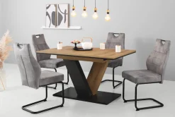 HELA Essgruppe »EMS Tisch 140-180x90 cm ausziehbar, Esstisch inkl. 4 Stühle« Set, 5tlg. Set, Esstisch plus 4 Esszimmerstühle, 5 Stk. tlg. Ausziehtisch Freischwinger, Stuhl mit Federkern, Bestseller