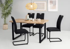 HELA Essgruppe »GISELLE Esszimmer, Essgruppe, Sitzgruppe« Set, 5er Set, Tisch plus 4 Stühle, 5 Stk. tlg. Esstisch U-Gestell Metall, Tischplatte mit Baumkante, OTTOs Choice