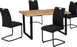HELA Essgruppe »GISELLE Esszimmer, Essgruppe, Sitzgruppe« Set, 5er Set, Tisch plus 4 Stühle, 5 Stk. tlg. Esstisch U-Gestell Metall, Tischplatte mit Baumkante, OTTOs Choice