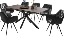 HELA Essgruppe »HAVEL« 7 Stk. tlg. Tisch 140-180x90 cm, Synchronauszug, Stuhl 360° drehbar, Armlehnen