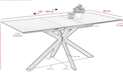 HELA Essgruppe »HAVEL« 7 Stk. tlg. Tisch 140-180x90 cm, Synchronauszug, Stuhl 360° drehbar, Armlehnen