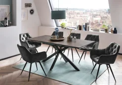 HELA Essgruppe »HAVEL« 7 Stk. tlg. Tisch 140-180x90 cm, Synchronauszug, Stuhl 360° drehbar, Armlehnen