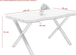 HELA Essgruppe »ILLER Tisch 140x90 cm« Set, 5 tlg. 5tlg., Baumkante 46mm, X-Gestell, Schwingstuhl, Federkorb
