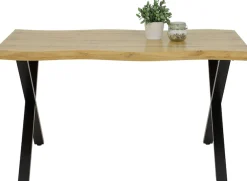 HELA Essgruppe »ILLER Tisch 140x90 cm« Set, 5 tlg. 5tlg., Baumkante 46mm, X-Gestell, Schwingstuhl, Federkorb