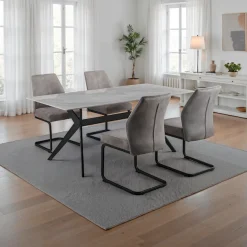 HELA Essgruppe »ISAR« Set, 5 tlg. 5tlg., Marmoroptik (glänzend), Schwingstuhl, Federkorb