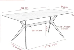 HELA Essgruppe »ISAR« Set, 5 tlg. 5tlg., Marmoroptik (glänzend), Schwingstuhl, Federkorb