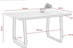 HELA Essgruppe »RUHR« 4 Stk. tlg. Kufentisch 140x90 cm, Schwingstuhl und Bank mit Federkorb, Komfortsitz
