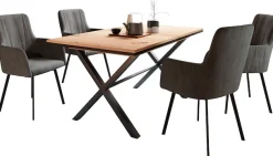 HELA Essgruppe Set, 5 Stk. tlg. Ausziehbar 160 - 200 cm, Sessel 360° drehbar