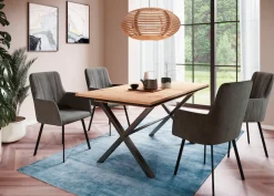 HELA Essgruppe Set, 5 Stk. tlg. Ausziehbar 160 - 200 cm, Sessel 360° drehbar