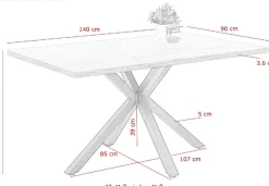 HELA Essgruppe »SPREE« 4 Stk. tlg. Esstisch 140x90 cm mit Dickkante, Microfaserbezug,