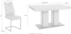 HELA Essgruppe »Tisch ausziehbar 140 -220 cm,« Set, 5 Stk. tlg. Belastbarkeit 140 KG, bequem gepolstert mit Griff