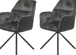 HELA Esszimmerstuhl »AMIRA drehbar« (Set) 2 Stk.Auto-Return 270°, Materialmix Cord/Samtvelours