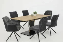 HELA Esszimmerstuhl »AMIRA drehbar« (Set) 2 Stk.Auto-Return 270°, Materialmix Cord/Samtvelours