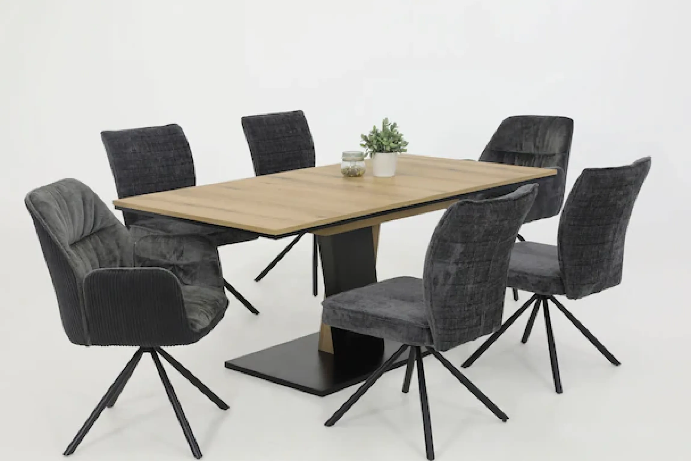 HELA Esszimmerstuhl »AMIRA drehbar« (Set) 2 Stk.Auto-Return 270°, Materialmix Cord/Samtvelours