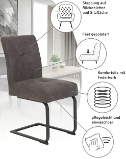 HELA Esszimmerstuhl »Luise S Schwingstuhl, Freischwinger 2er-Set« (Set) 2 Stk.Sitz mit Federkern, Extra dicke Polsterung, Küchenstuhl, OTTOs Choice
