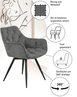 HELA Esszimmerstuhl »Mara« (Set) 2 Stk.Drehstuhl, Teddy Bezug, Webstoff oder Samtvelours