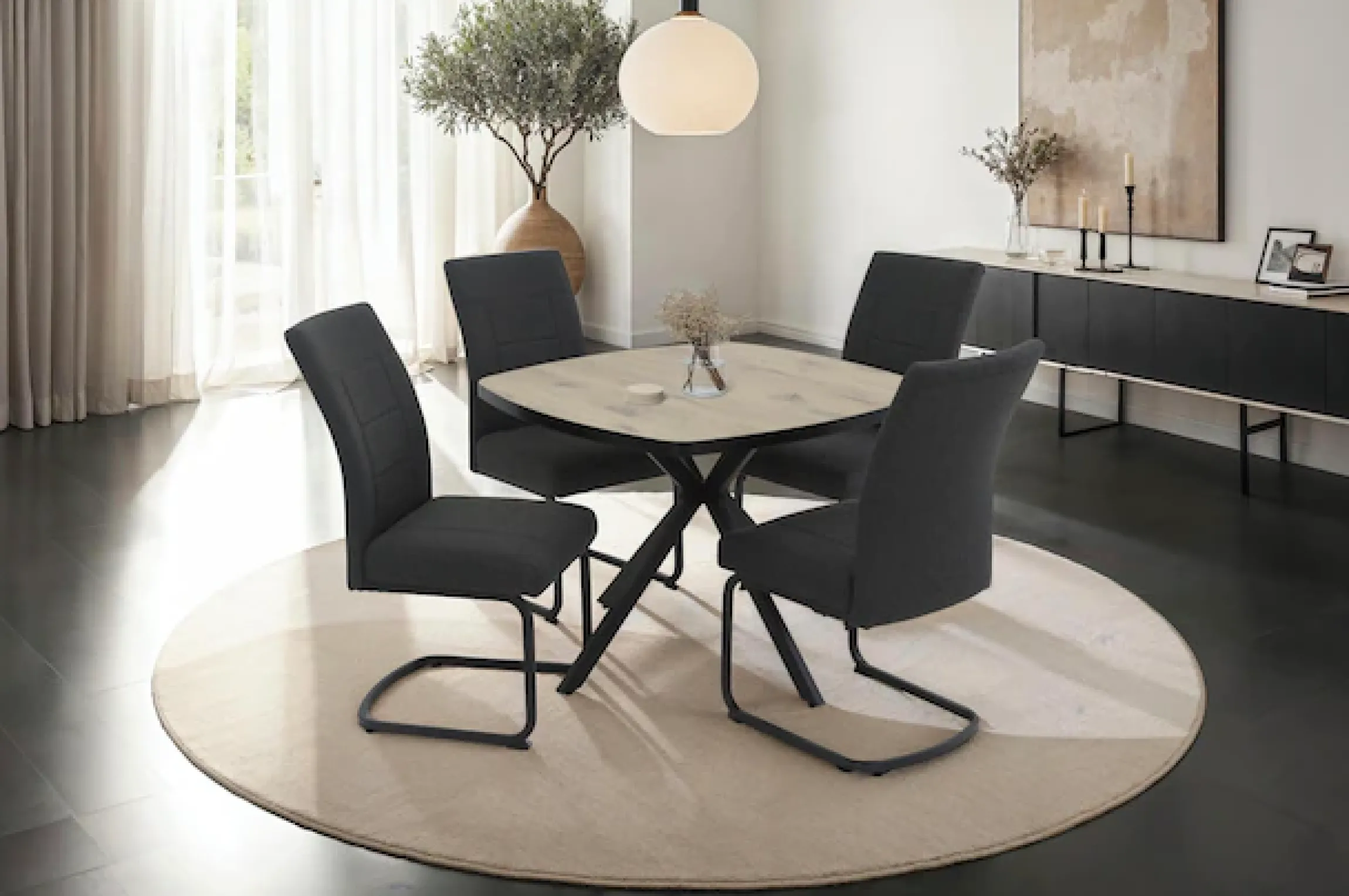 HELA Freischwinger »BRINDISI, Esszimmerstuhl« (Set) 2 Stk.XL-Sitz,Federkorb,140kg belastbar,Zertifizierter "Waterfree" Stoff