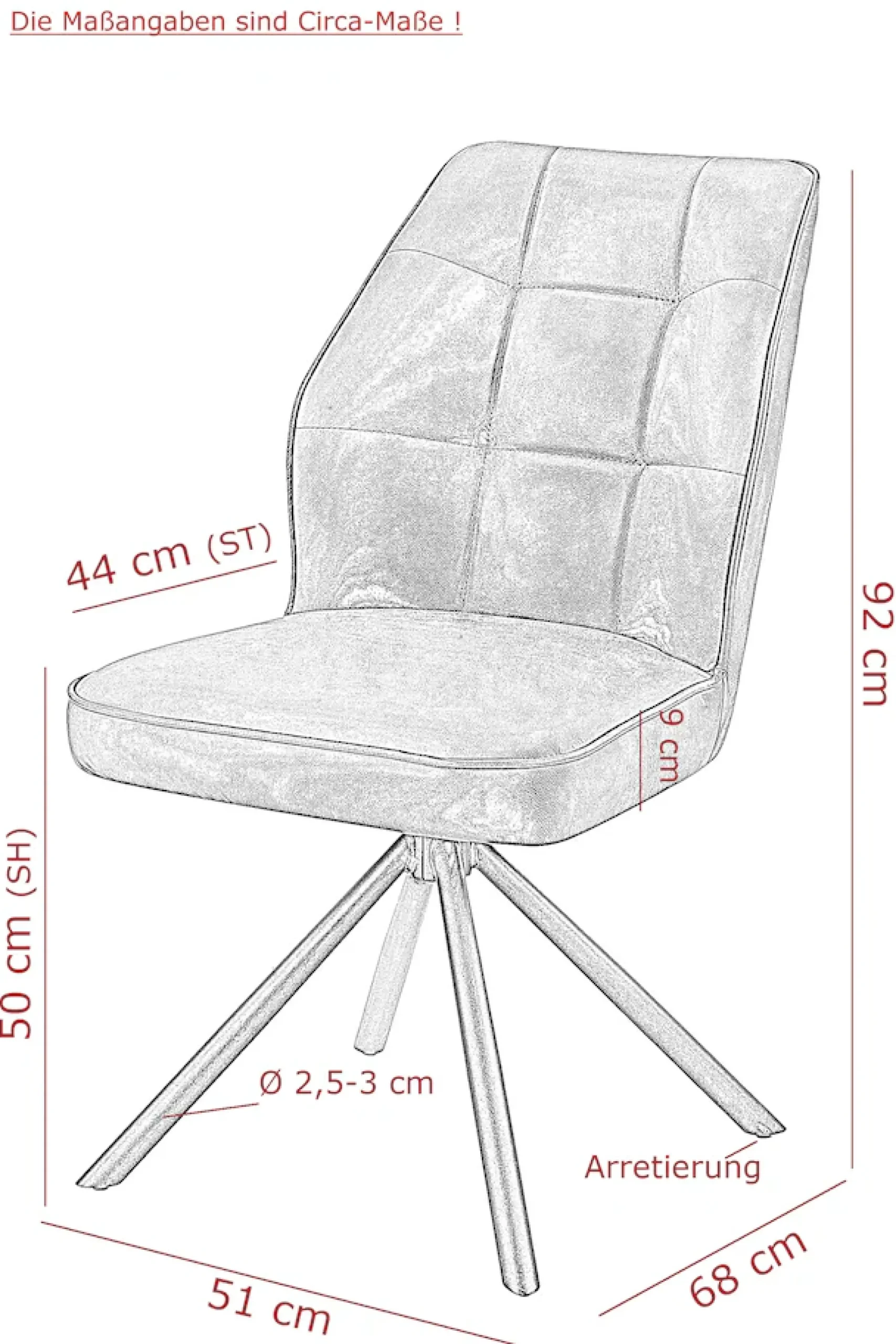 HELA 4-Fußstuhl »BRAGA« () 1 Stk.XL Sitzbreite, 360° drehbar mit Auto-Return, Echtleder