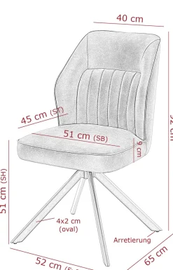 HELA 4-Fußstuhl »PRIZZI« (Set) 1 Stk.4-Fuß, 360° drehbar, Gestell oval, gepolstert, Lederoptik