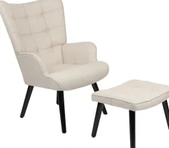 HELA Loungesessel »PAROS« Set, Sessel mit Hocker, 2 Stk. tlg. Sessel mit Hocker;Loungesessel;4-Fuß Massiv;Webstoff;Armlehnen