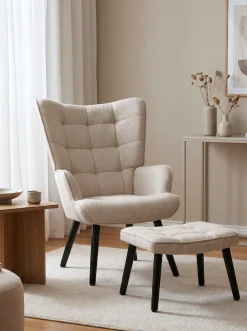 HELA Loungesessel »PAROS« Set, Sessel mit Hocker, 2 Stk. tlg. Sessel mit Hocker;Loungesessel;4-Fuß Massiv;Webstoff;Armlehnen