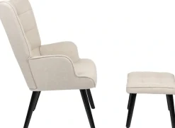 HELA Loungesessel »PAROS« Set, Sessel mit Hocker, 2 Stk. tlg. Sessel mit Hocker;Loungesessel;4-Fuß Massiv;Webstoff;Armlehnen
