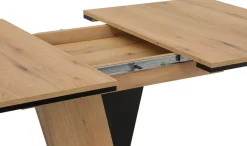 HELA Säulen-Esstisch »LUCY, ausziehbar 140cm auf 180cm, Synchronauszug Esstisch« Tischplatte ausziehbar mit verstaubarer Einlage, edles Eichen-Dekor,ausziehbar