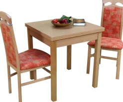 HOFMANN LIVING AND MORE Essgruppe »Anthony« Spar-Set, 1 Tisch, 2 Stühle, 3 Stk. tlg. Stuhlgestell und Tischbeine aus Massivholz, Tisch mit 2 Ansteckplatten