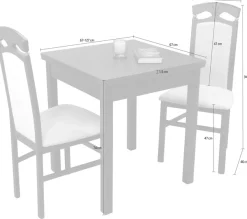 HOFMANN LIVING AND MORE Essgruppe »Anthony« Spar-Set, 1 Tisch, 2 Stühle, 3 Stk. tlg. Stuhlgestell und Tischbeine aus Massivholz, Tisch mit 2 Ansteckplatten