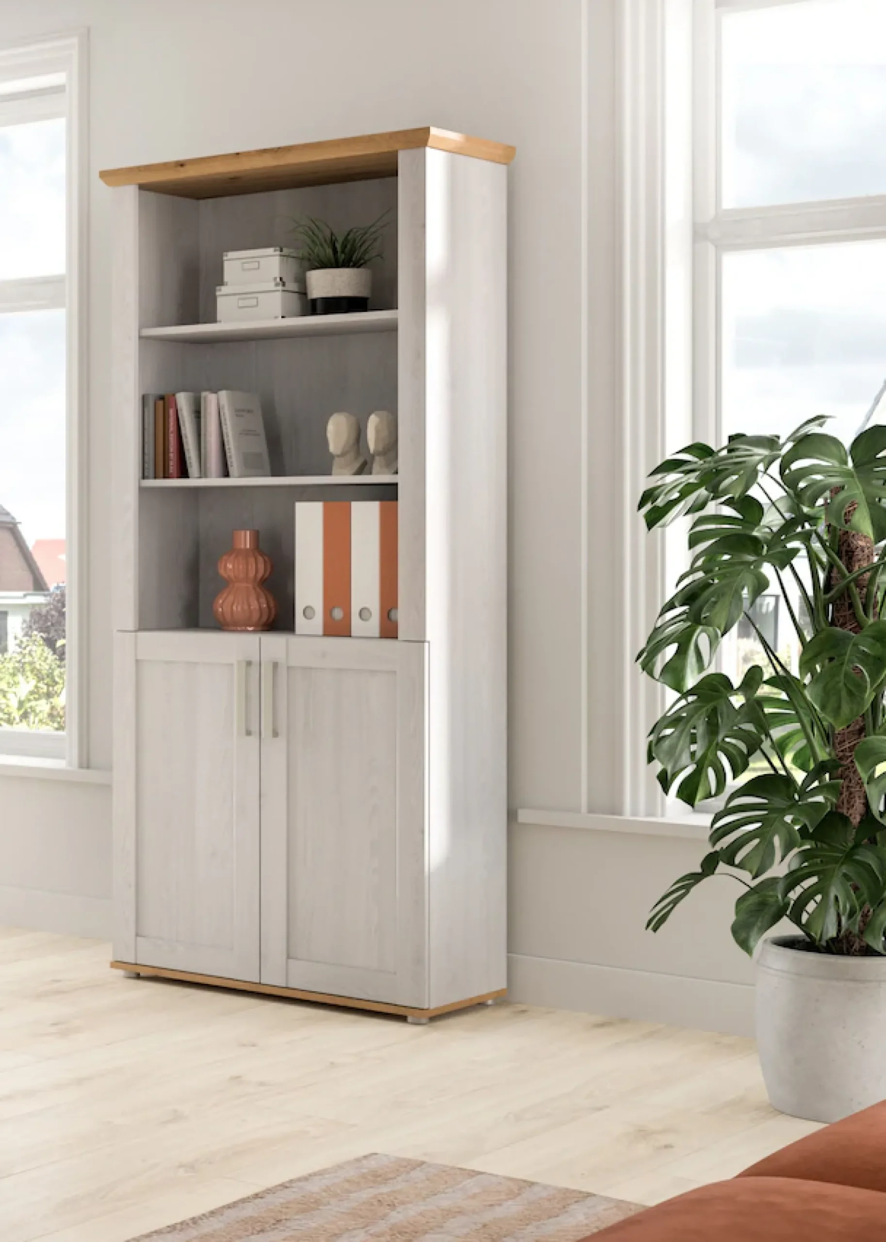 Home affaire Aktenschrank »COSENZA, Höhe, 193 cm, 2 Türen, 5 Fächer, 4 Fachböden« in Landhausoptik, mit weiteren Artikel der Serie kombinierbar,Büroschrank, Regal, Mehrzweckschrank, Universalschrank, Regal