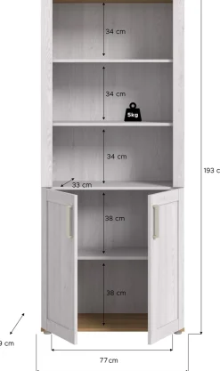 Home affaire Aktenschrank »COSENZA, Höhe, 193 cm, 2 Türen, 5 Fächer, 4 Fachböden« in Landhausoptik, mit weiteren Artikel der Serie kombinierbar,Büroschrank, Regal, Mehrzweckschrank, Universalschrank, Regal