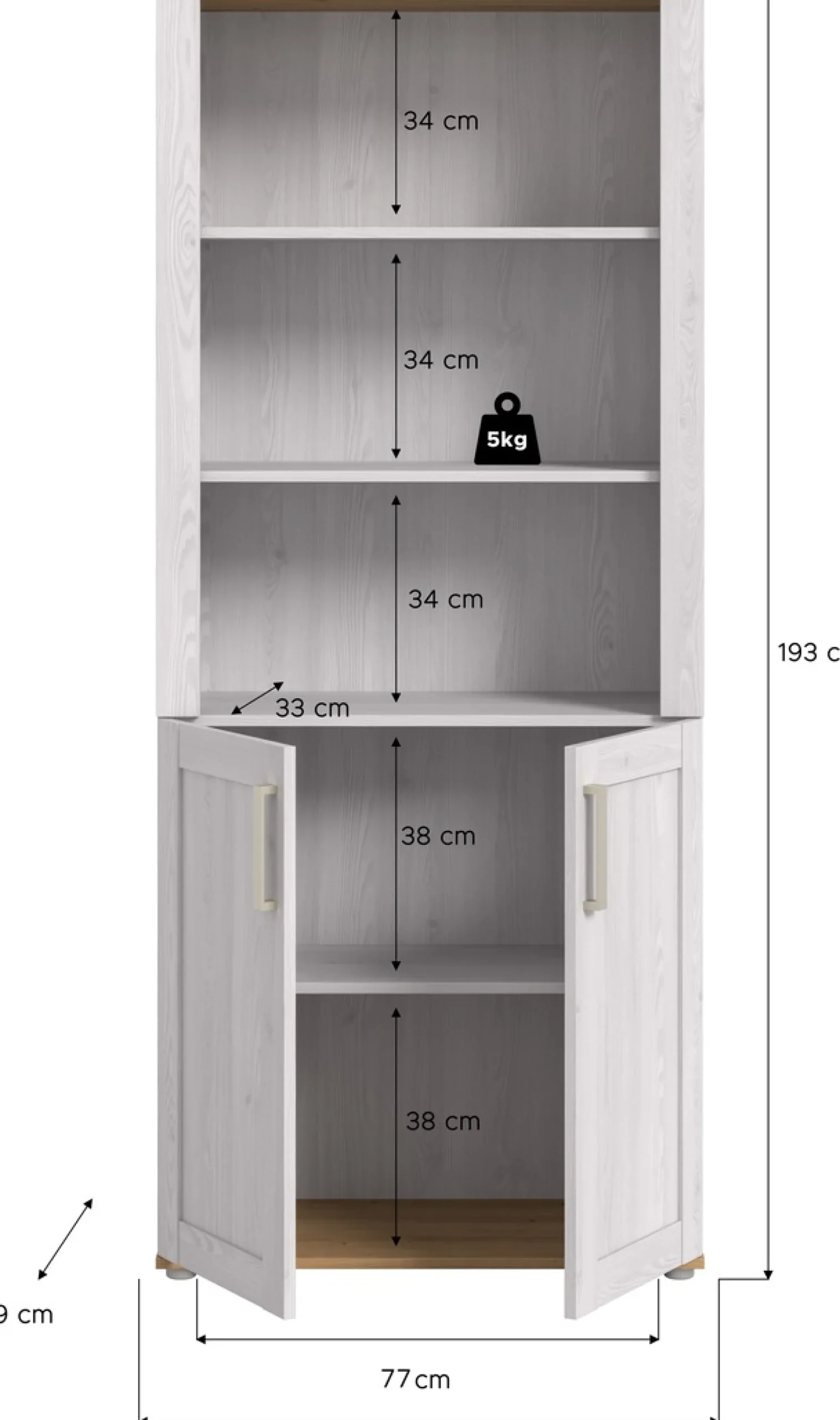 Home affaire Aktenschrank »COSENZA, Höhe, 193 cm, 2 Türen, 5 Fächer, 4 Fachböden« in Landhausoptik, mit weiteren Artikel der Serie kombinierbar,Büroschrank, Regal, Mehrzweckschrank, Universalschrank, Regal
