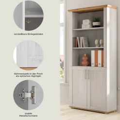 Home affaire Aktenschrank »COSENZA, Höhe, 193 cm, 2 Türen, 5 Fächer, 4 Fachböden« in Landhausoptik, mit weiteren Artikel der Serie kombinierbar,Büroschrank, Regal, Mehrzweckschrank, Universalschrank, Regal