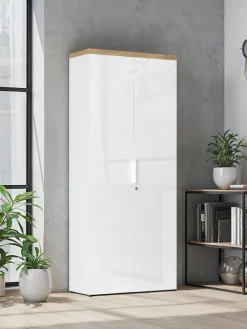 Home affaire Aktenschrank »Easy B/H 81/193 cm, Büroschrank, Mehrzweckschrank mit 2 Türen« abschließbar, 4 Böden, Metallgriffe, Top 38 mm stark