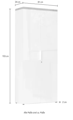Home affaire Aktenschrank »Easy B/H 81/193 cm, Büroschrank, Mehrzweckschrank mit 2 Türen« abschließbar, 4 Böden, Metallgriffe, Top 38 mm stark
