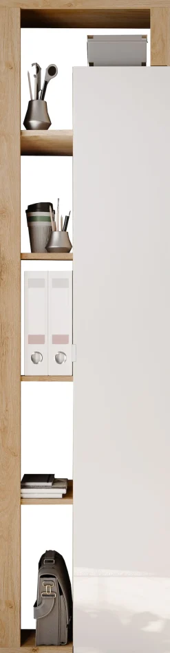 Home affaire Aktenschrank »Hamburg Höhe 195 cm, Breite 50 cm, 1 Tür, offene Fächer, Büroschrank,« Mehrzweckschrank, dekorativer Rahmen, Metallgriff, viel Stauraum
